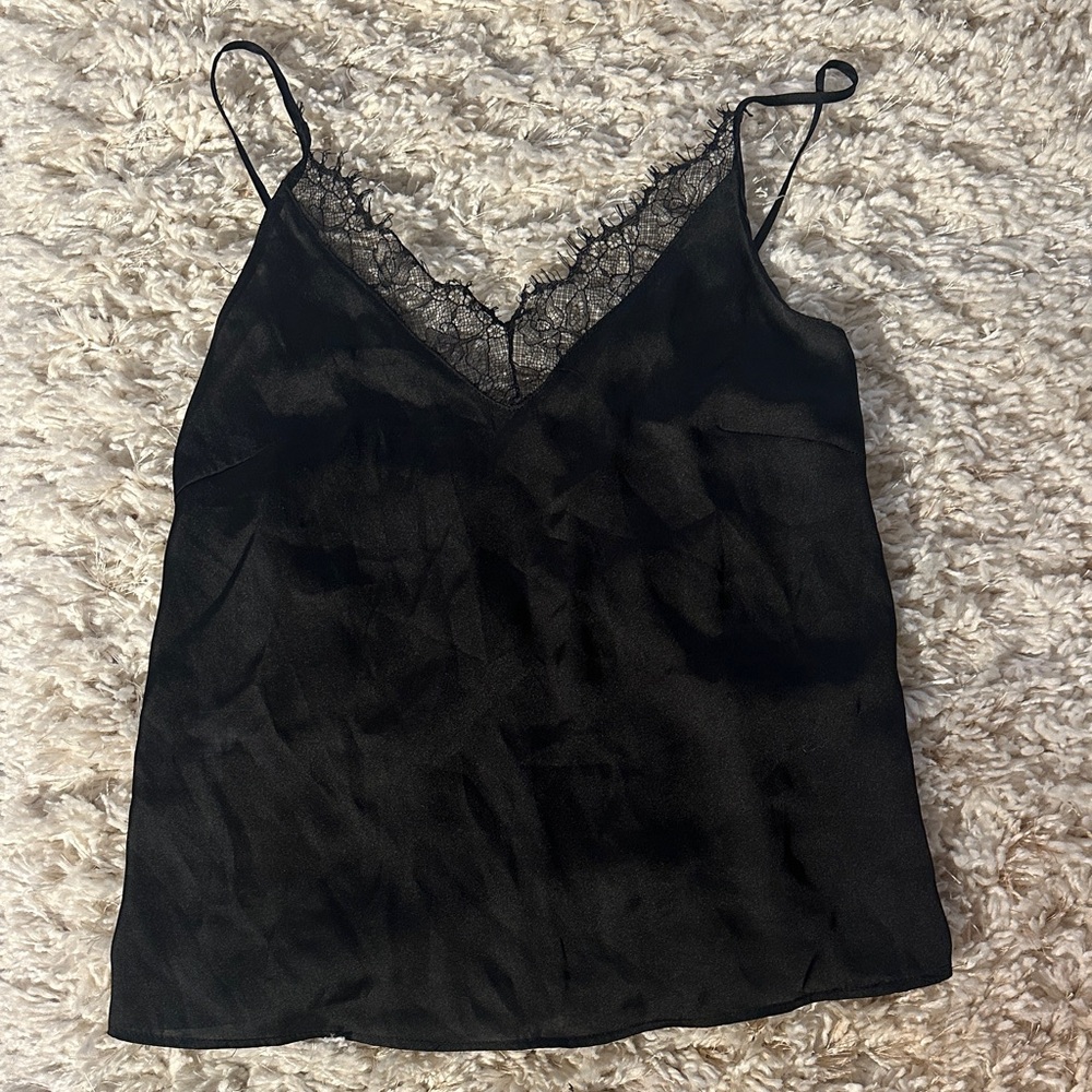 Zara Black Lace Trim Cami Top